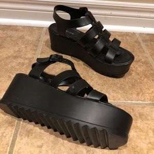 Black platform sandals